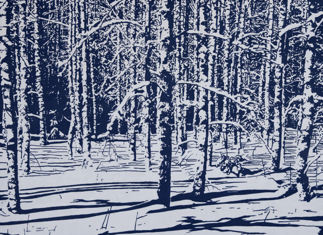 Winter Scene <br> (acrylic on canvas, <br> 75cm x 100cm) <br>  Private Collection