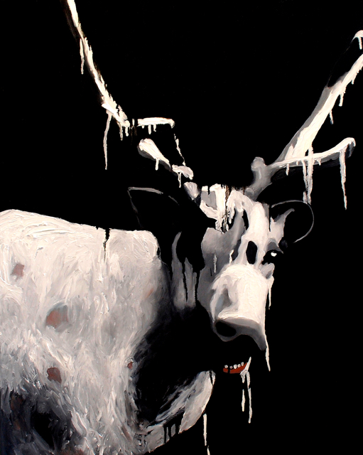 Reindeer <br> (oil and enamel <br> on canvas, <br> 80cm x 60cm) <br>  Private Collection