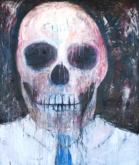 Corrosion of Humanity (acrylic and rust on canvas, 160cm x 120cm)