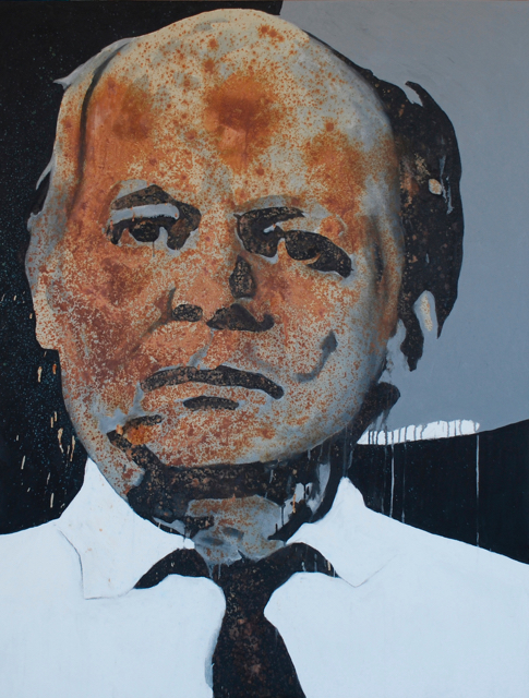 Corrosion of Humanity (acrylic and rust on canvas, <br> 160cm x 120cm)