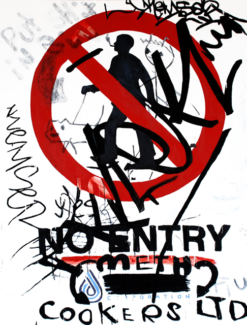 No Entry <br> (acrylic and enamel on canvas, 170cm x 130cm)