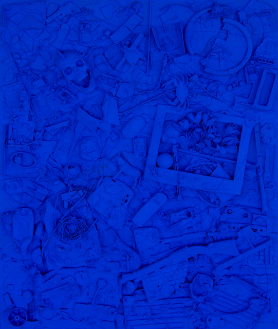 Blue Monday (acrylic on detritus on canvas, 140cm x 110cm) private collection