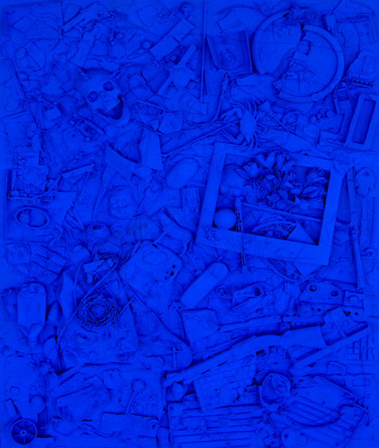 Blue Monday <br> (acrylic on detritus on canvas, <br> 140cm x 110cm) <br> Private Collection